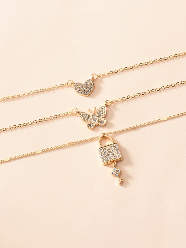 Rhinestone Heart Layered Necklace