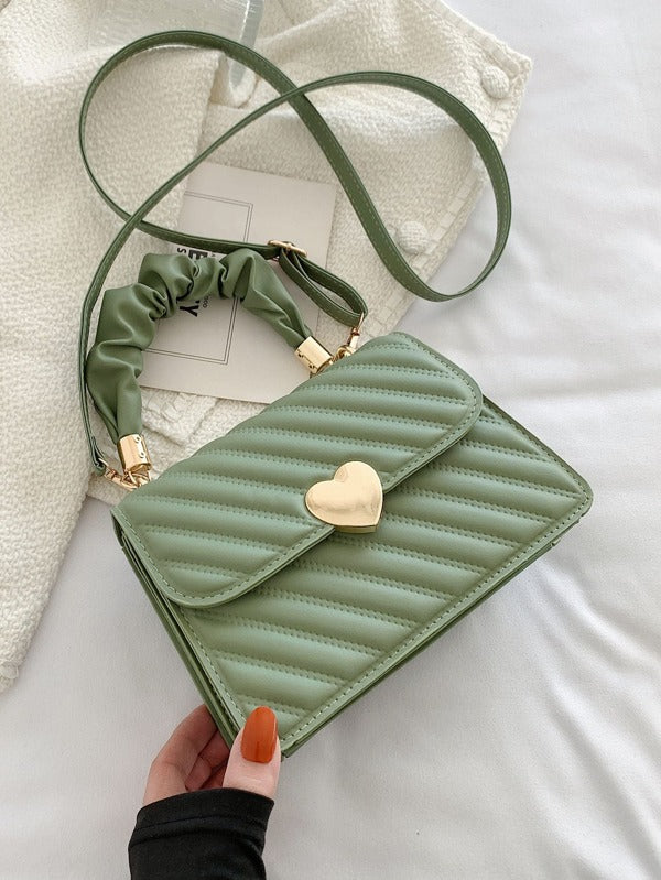 Heart Snap Button Square Bag