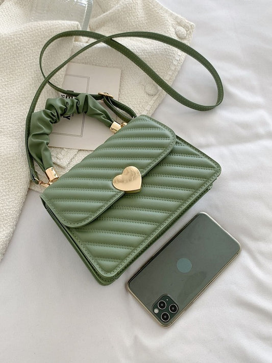 Heart Snap Button Square Bag