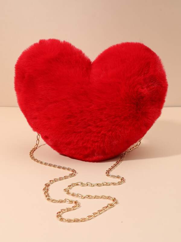 Vals Day Heart-Shaped Fluffy Bag