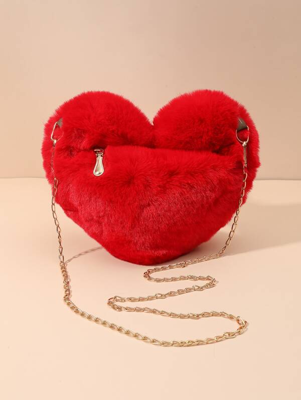 Vals Day Heart-Shaped Fluffy Bag