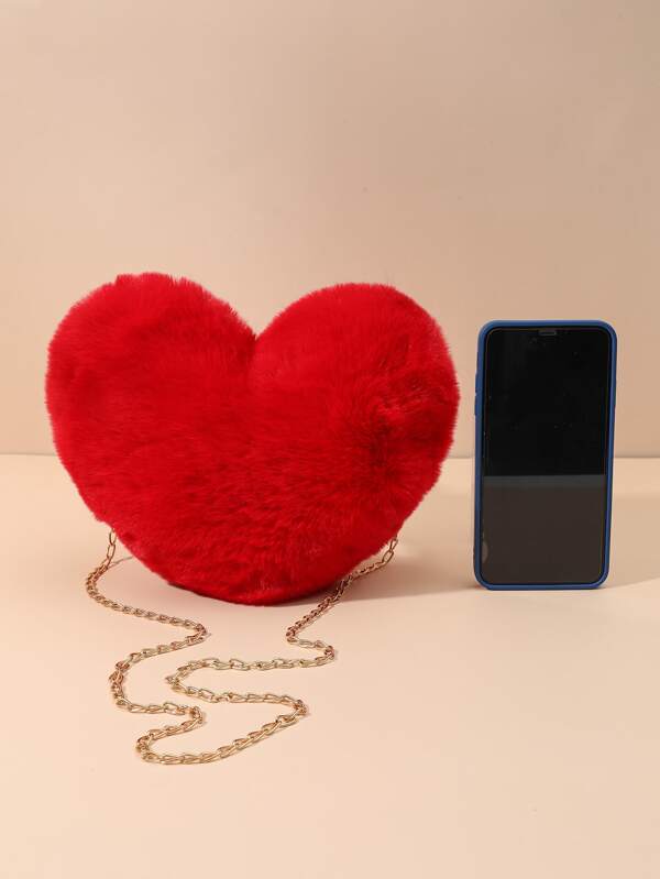 Vals Day Heart-Shaped Fluffy Bag