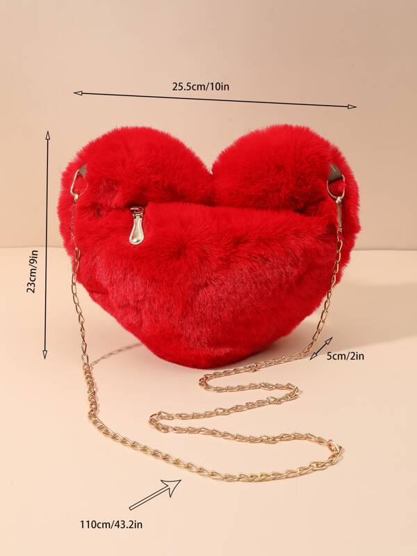 Vals Day Heart-Shaped Fluffy Bag