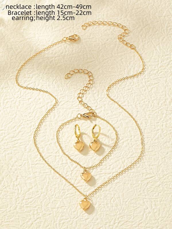 4pcs Heart Jewelry Set