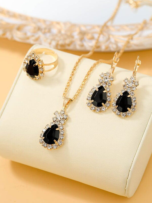 4pcs Zirconia Water-drop Jewelry Set