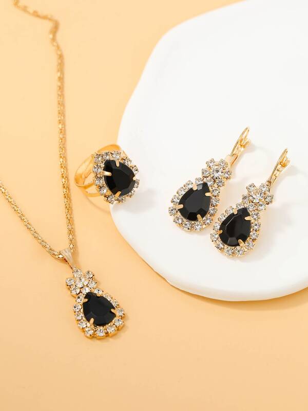 4pcs Zirconia Water-drop Jewelry Set