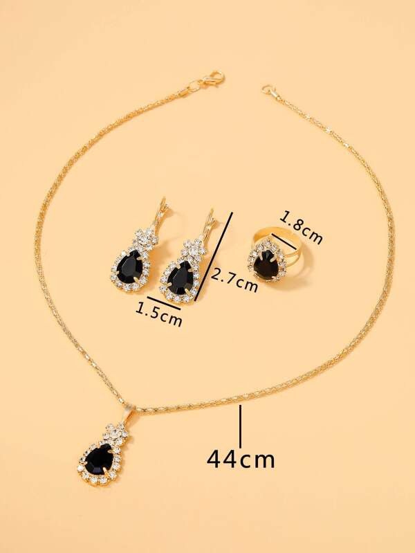 4pcs Zirconia Water-drop Jewelry Set