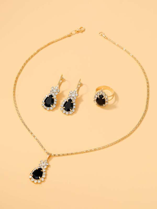 4pcs Zirconia Water-drop Jewelry Set