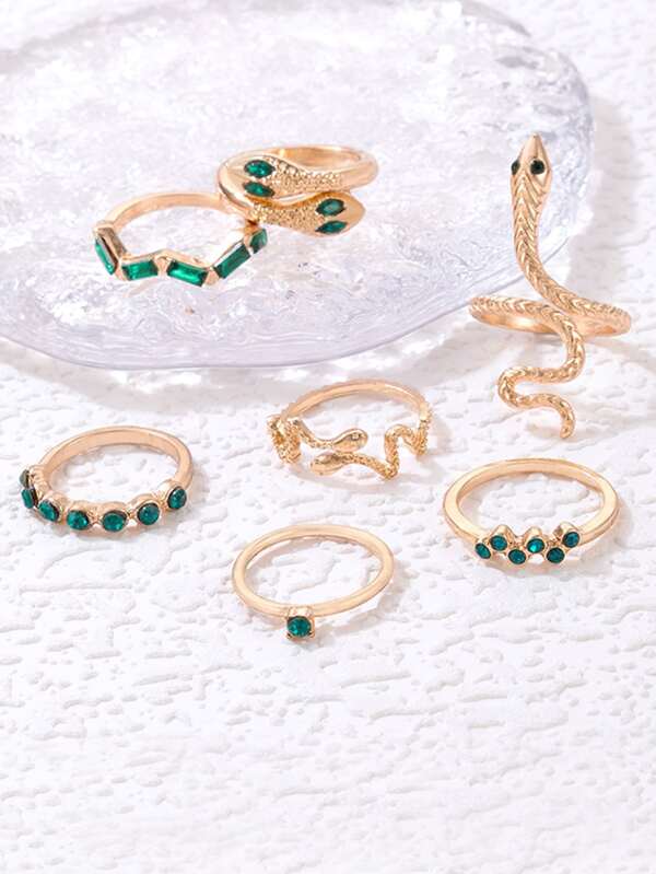 7pcs Snake Decor Ring