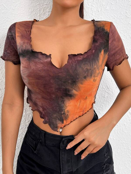 Tie Dye Asymmetrical Crop Top