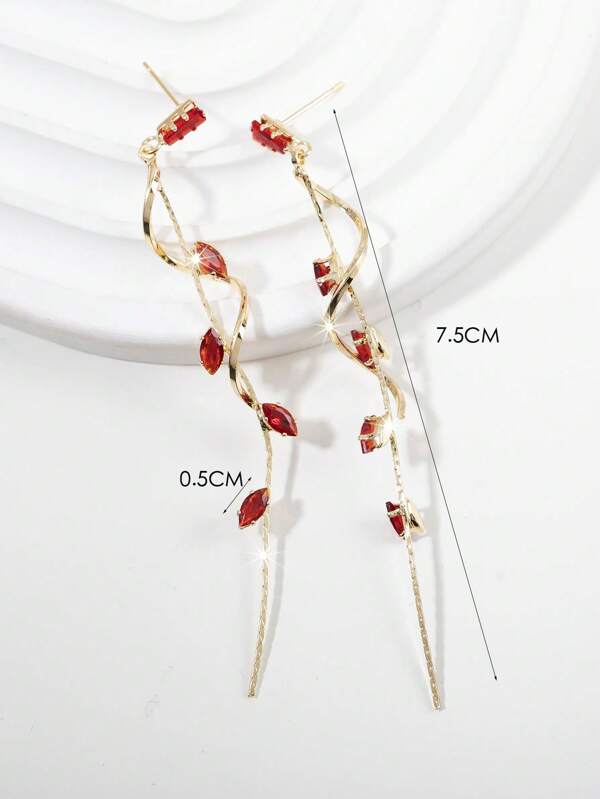 Zirconia Leaf Shaped Earrings