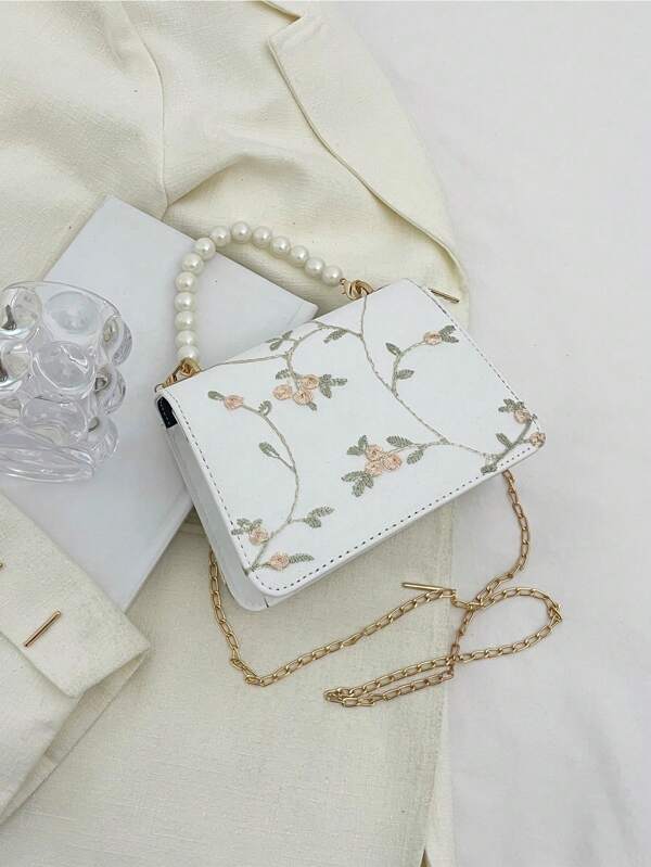 Mini Flower Embroidered Square Bag