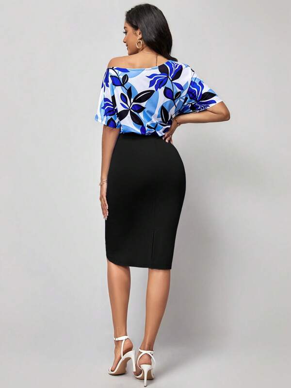 Leaf Print Bodycon Dress