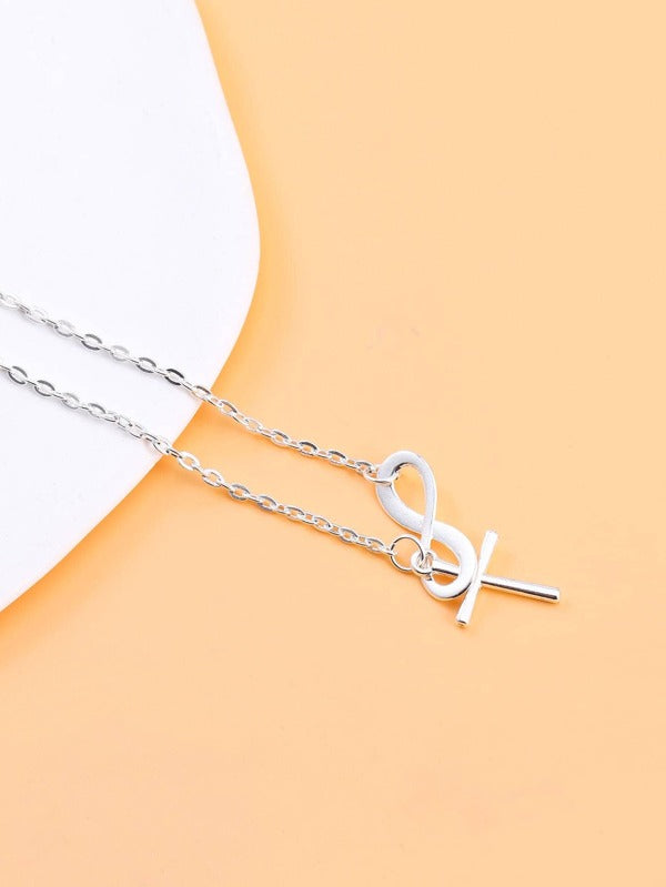 Infinity & Cross Charm Y Lariat Necklace