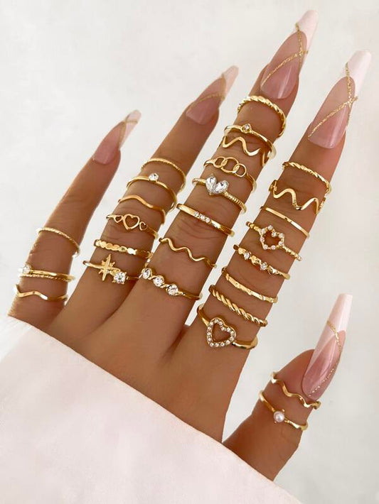 28pcs Fashionable Ring Set