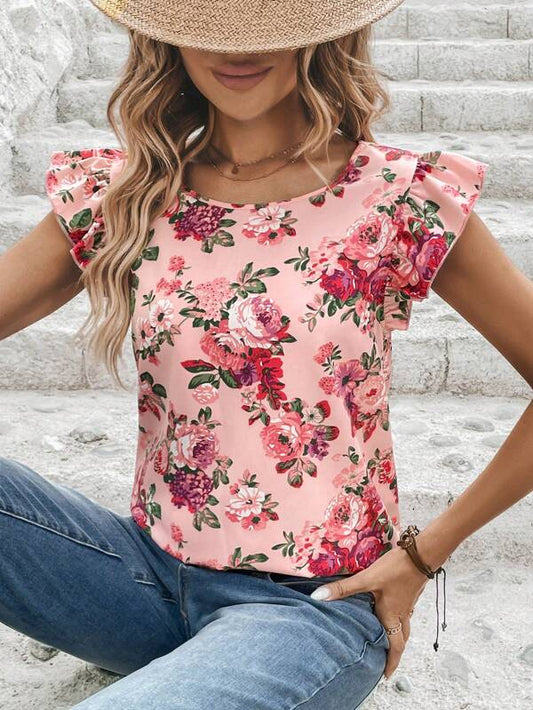 Clasi Floral Ruffle Trim Blouse