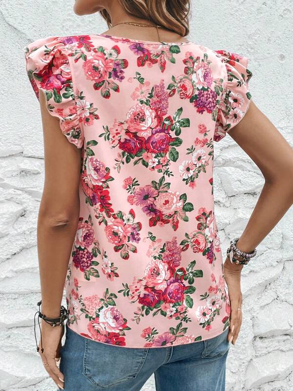 Clasi Floral Ruffle Trim Blouse