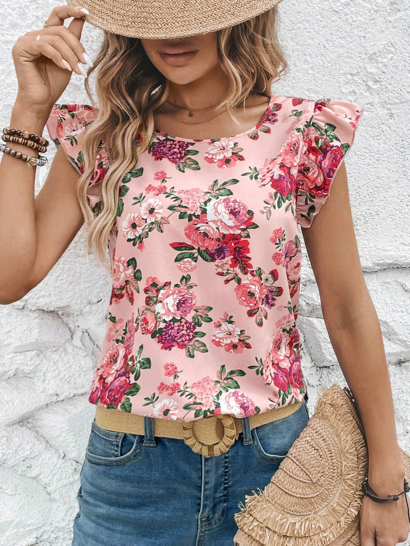 Clasi Floral Ruffle Trim Blouse