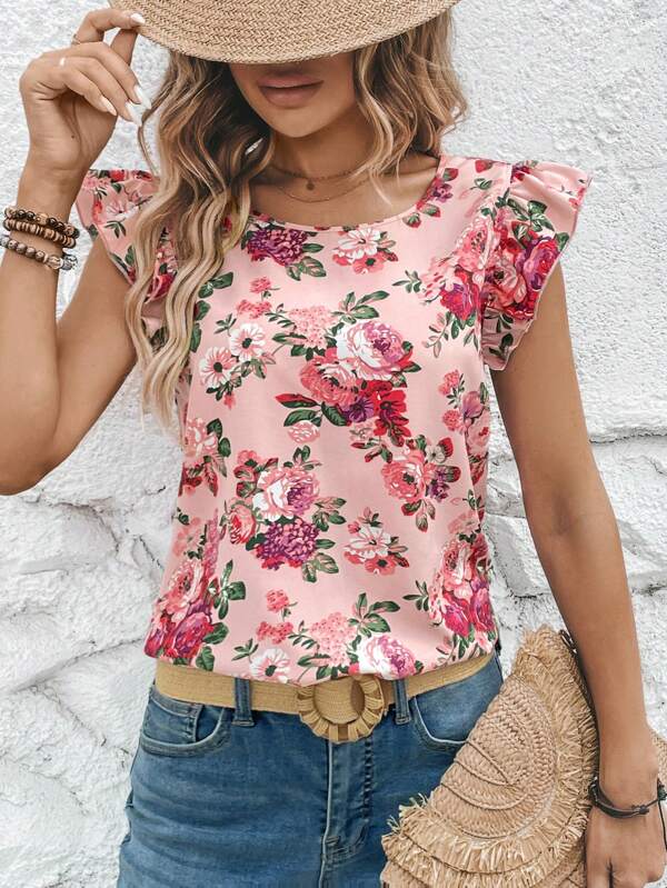 Clasi Floral Ruffle Trim Blouse