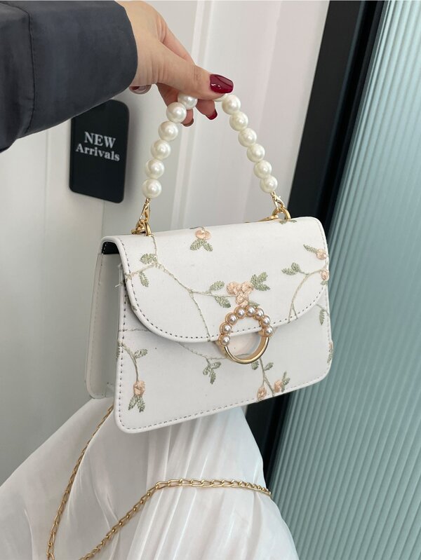 Mini Flower Embroidered Square Bag