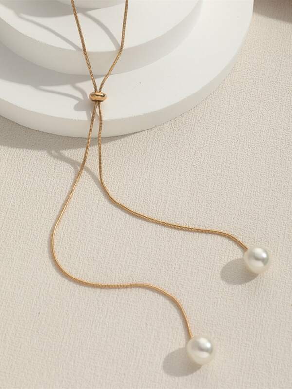 Pearl Decor Y Lariat Necklace