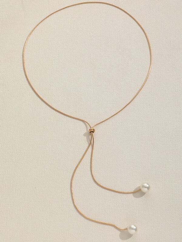 Pearl Decor Y Lariat Necklace